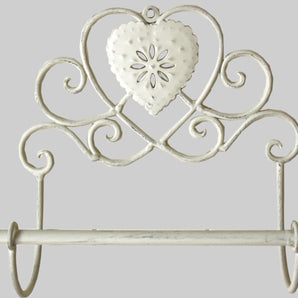 Cream Heart Toilet Roll Holder Wall Mounted